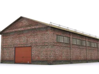 brick warehouse Low-poly 3D model