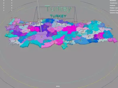 Turkey map region geography political geographic administrative 3D model