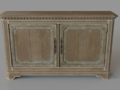 Two Door Storage Console Beige 3D model