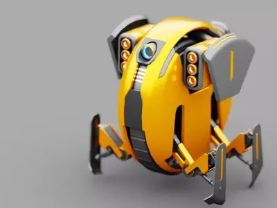 Utility robot rigged- animated character 3D model