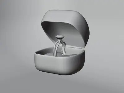 Gold Women Diamond Ring 3D print model 3D print model Low-poly 3D model