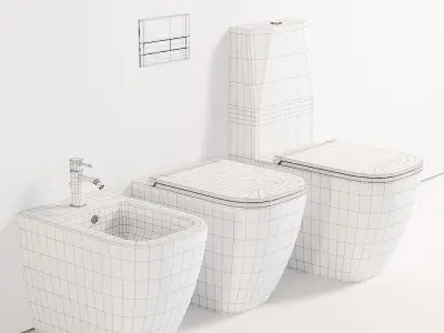 Esedra by SDR Ceramiche Quadra WC Low-poly 3D model