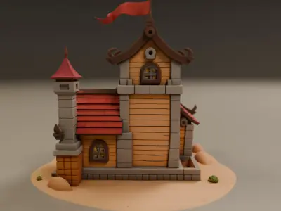 medieval house 3D print model 15