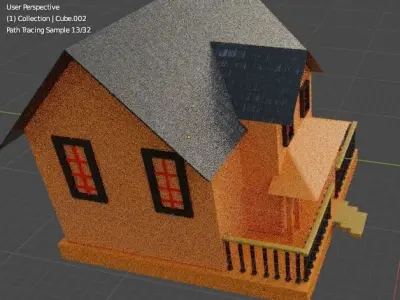 Simple low poly house 3D model