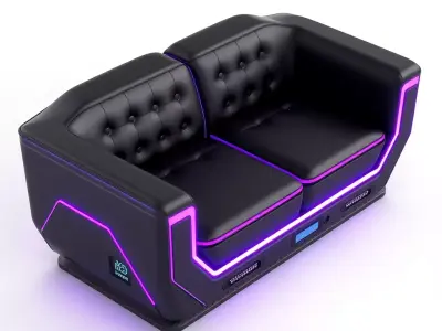Futuristic Gaming Sofa with LED Lights Low-poly 3D model