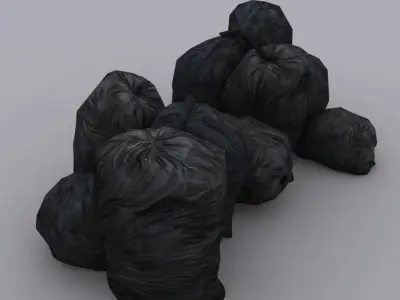 garbage bags Low-poly 3D model