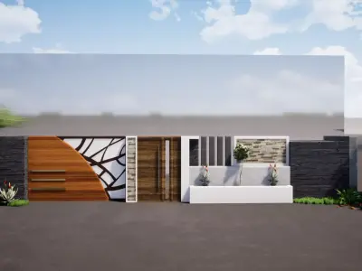 Compound wall entrance gate  design 3D model