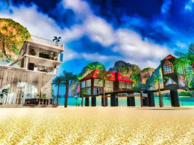 The island project In maya Bay thailand Low-poly 3D model