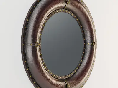 Benzara Leather Wall Mirror 3D model