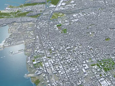 Port au Prince Haiti 20km Low-poly 3D model