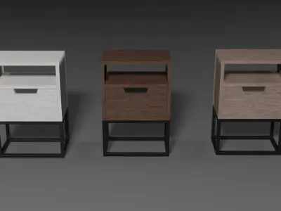 A set of modern bedside tables Low-poly 3D model