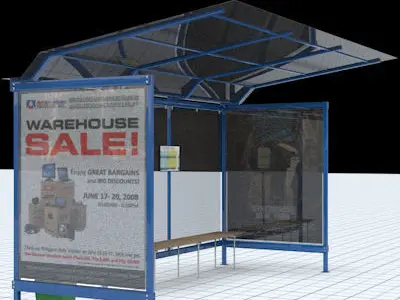 Busstop 2 bus stop with sign 3D model