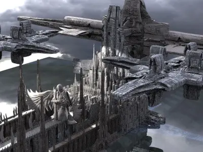 Alien Race Advanced City Kit bash 3D model