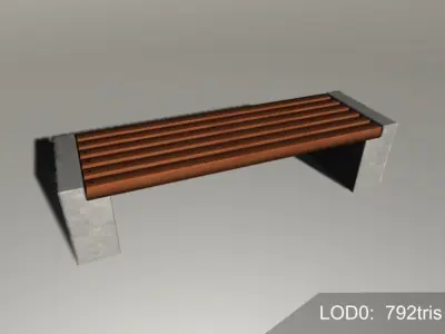 City Concrete Bench Free low-poly 3D model
