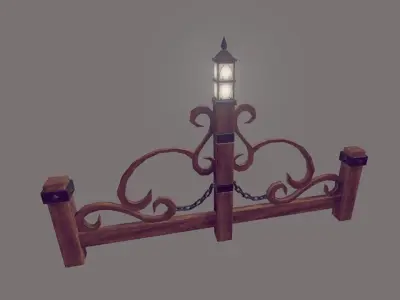 Lamp Posts and Fences Low-poly 3D model
