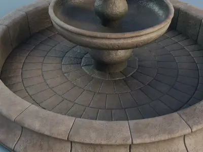 Stone Fountain Low-poly 3D model
