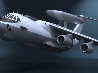 Airborne Radar Patrol Plane in Flight 3D model