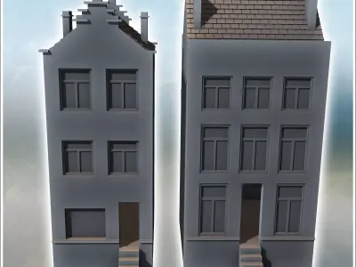 Set of Two Modern Flemish Houses 15 - World War Two Second WWII  3D print model