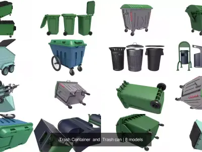 Trash Container  and  Trash can 3D Model Pack