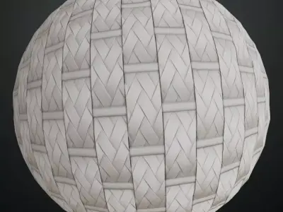 White Painted Herringbone Wicker Weave PBR Texture