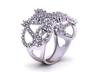 Luxury Openwork Diamond Ring  High-Detail 3D Printable  3D print model
