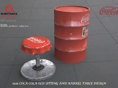  COCA COLA OLD SITTING AND BARREL TABLE DESIGN Low-poly 3D model