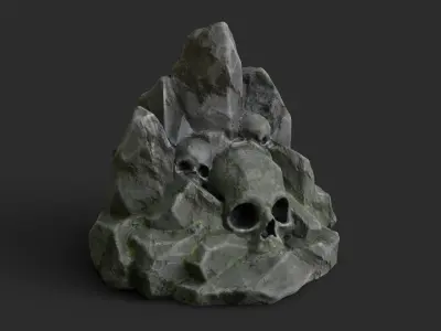 Rock Skull 1002 - Grey Jagged Stone Low-poly 3D model