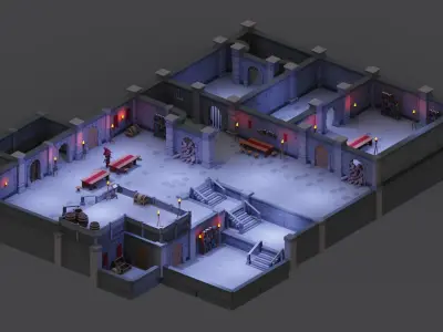Dungeon Pack - 52 Assets Low-poly 3D model