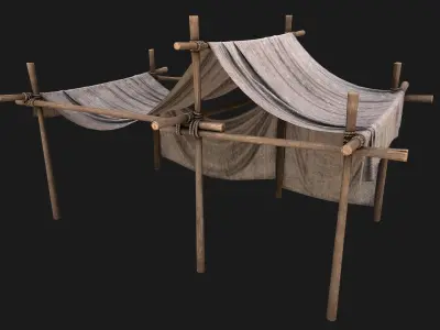 Medieval trade fair tent Stall Low-poly 3D model