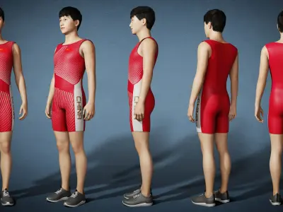 Original rowers  kayakers  Male Athletes 3D model