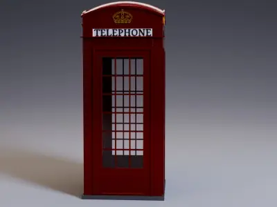 Briritsh Telephone Booth Low-poly 3D model