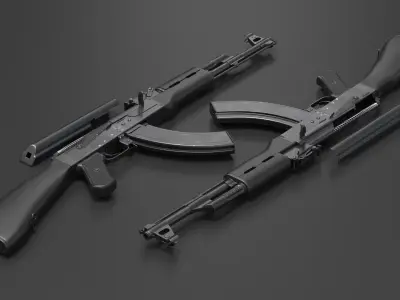  AK 47 Assembled Black Plastic 