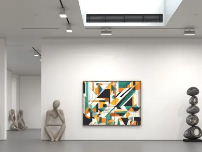 Modern Art Gallery Interior with Visitors 