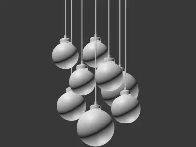 Quentin Glass Globe Brass Chandelier 3D model
