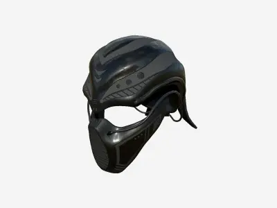 SciFi Ninja Mask A01 Latex Black - Character Design Fashion Low-poly 3D model