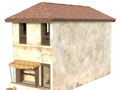 Indian Village House and Street Shop - Medieval Shop - 2 floors 3D model