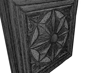 Ornate Carved Wood Decorative Panel Low-poly 3D model
