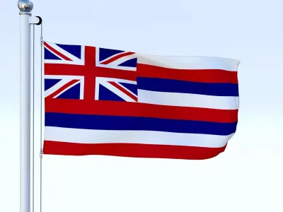 Animated Hawaii Flag Low-poly 3D model