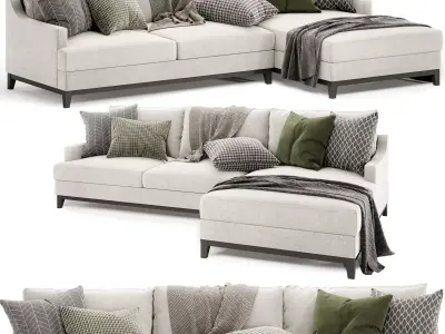 Alana 3 seater right chaise fabric sofa 3D model
