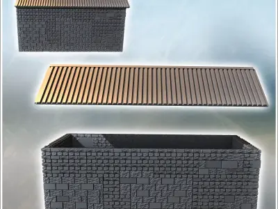 Large stone farm stable with a tin roof and wooden doors 3 - Mod 3D print model