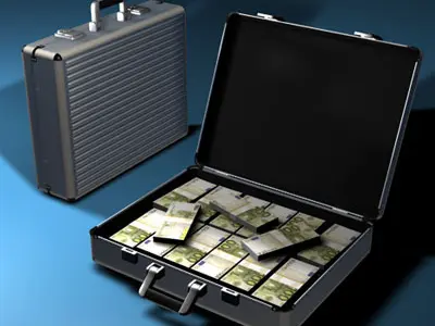 Suitcase with euro 3D model