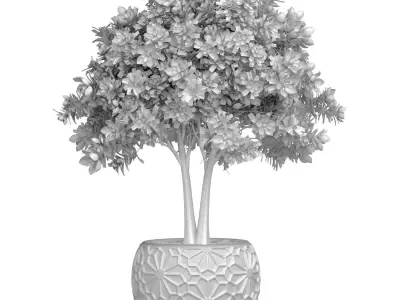 Decorative flowering garden Arabic tree flowerpot oriental style 3D model