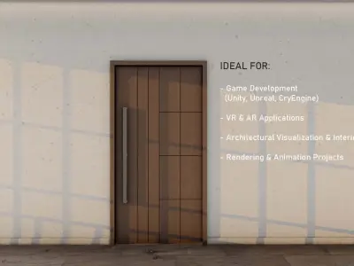 Chocolate Oak Low-Poly Door for Real-Time Rendering Door 5 Low-poly 3D model