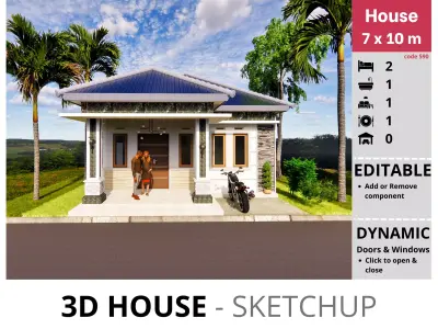 House 7x10m code 590 - Sketchup 3D model 3D model 3D model