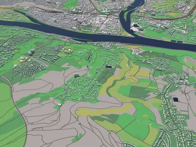 Koblenz Germany 30x30km 3D City Map 3D model