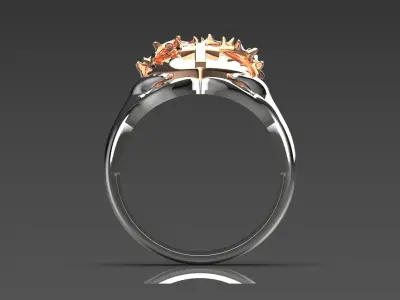 Two-tone heart and cross design ring model gr0048 3D print model