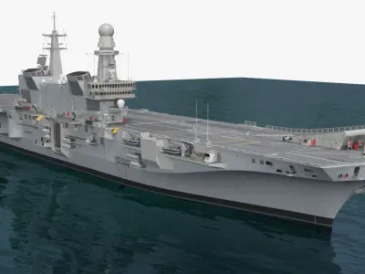  Large Naval Aircraft Carrier Vehicle on Water 