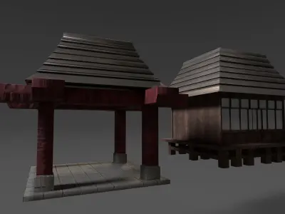 Japanese dojo Free low-poly 3D model