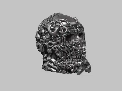 Robot Skull Headphone Stand  Cyborg Headset Stand  3D print model