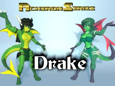 Acheron Drake Nude Low-poly 3D model